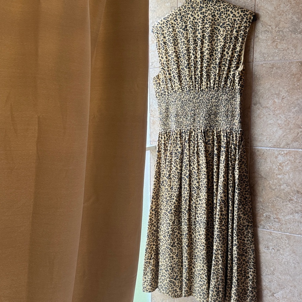 Anthropologie Leopard Print Midi Dress in Tan and Black - Picture 3 of 16